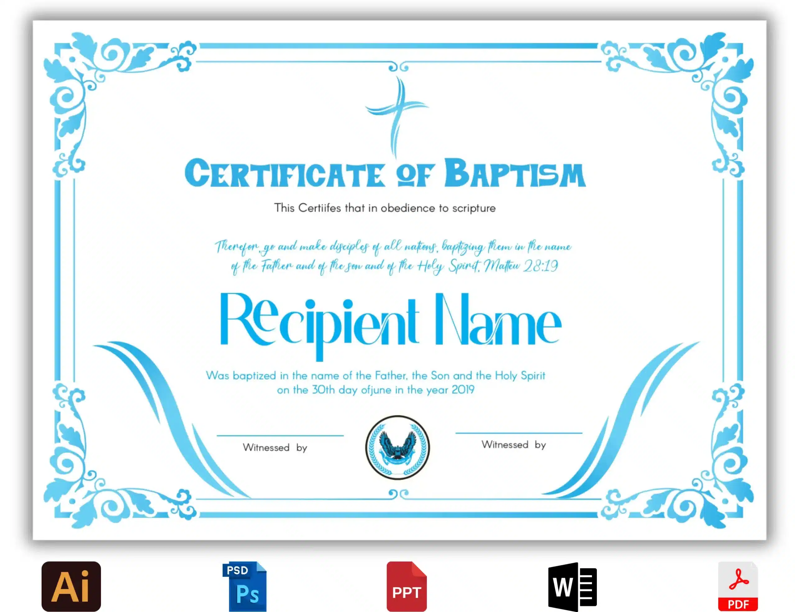 baptism certificate with cross