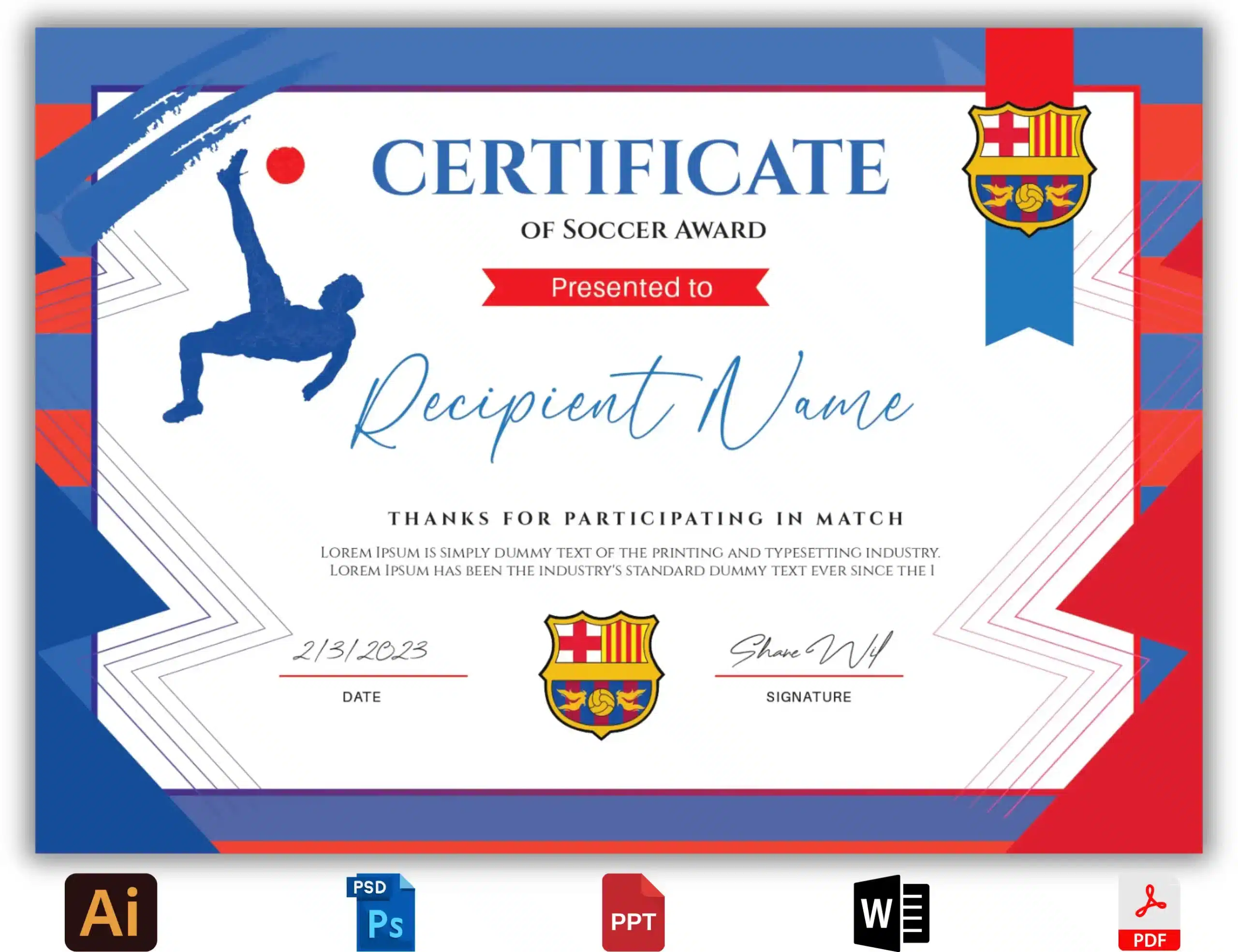 Barcelona Soccer Certificate