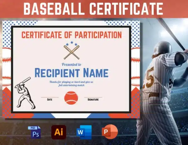 Baseball Participation Certificate