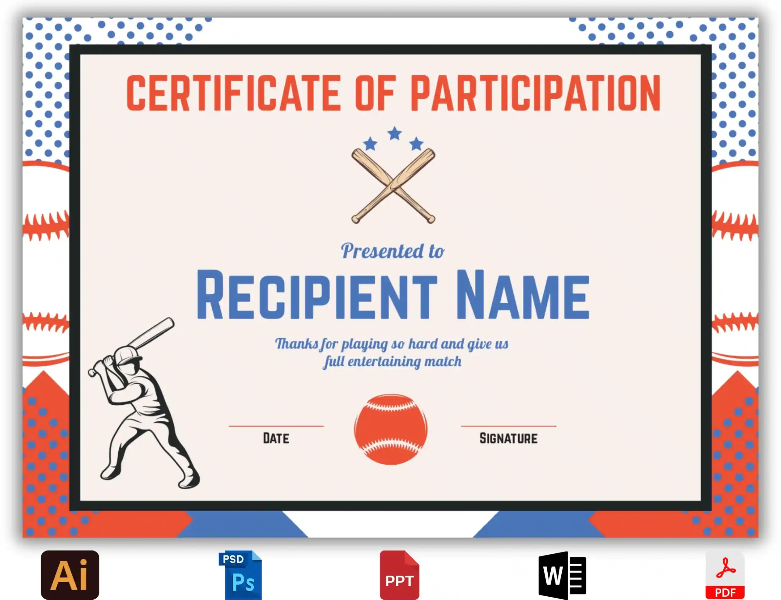 Baseball Participation Certificate