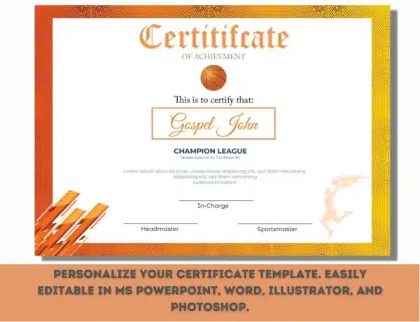 Basketball Certificate