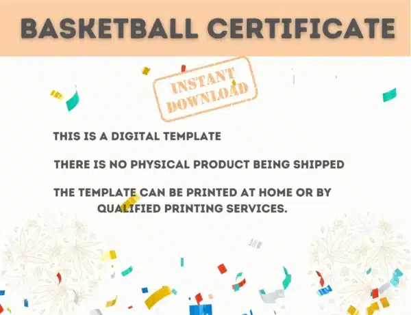 Basketball Certificate