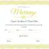 Golden Certificate of Marriage Template