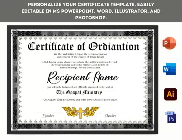 ordination gospel ministry certificate