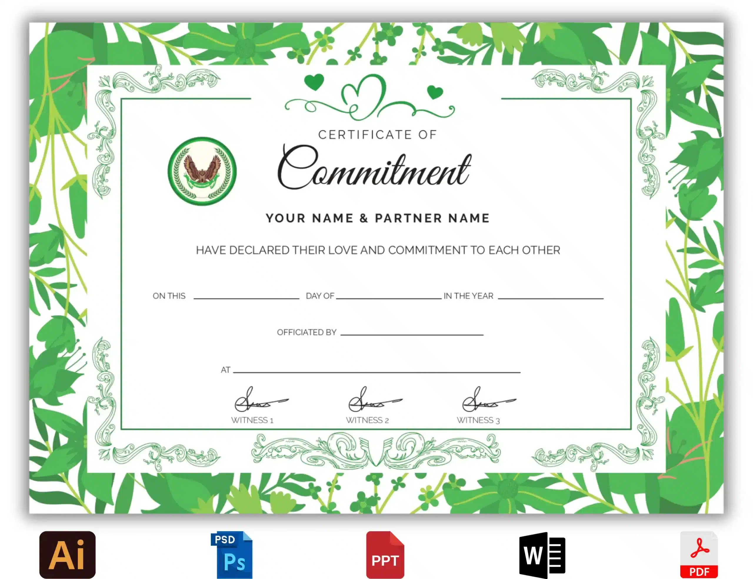 commitment ceremony certificate