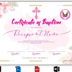 Pink Certificate of Baptism