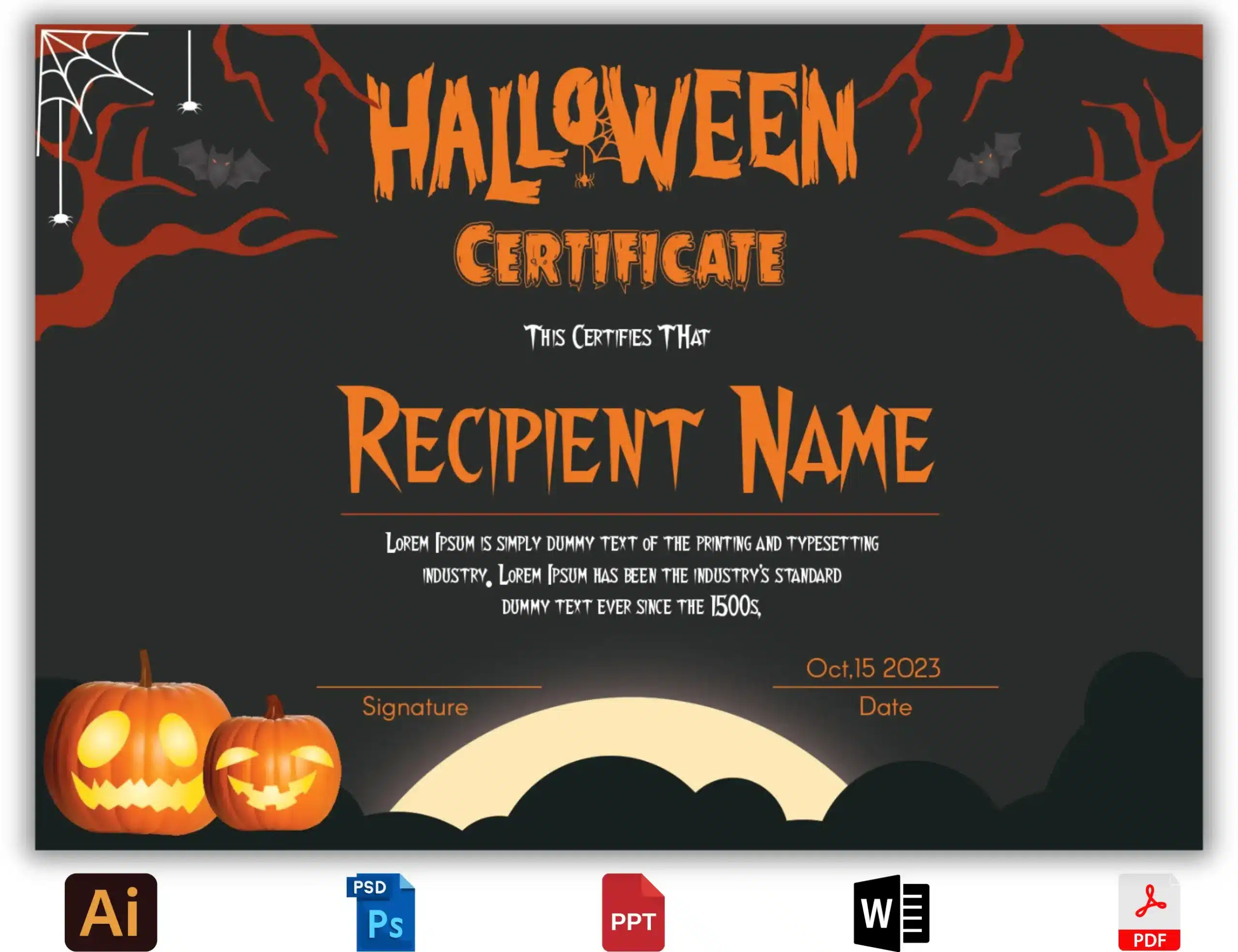 Halloween Certificate Template