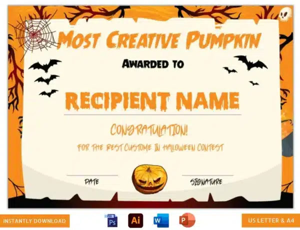 Most Creative Pumpkin Certificate