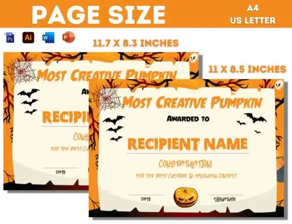 Most Creative Pumpkin Certificate