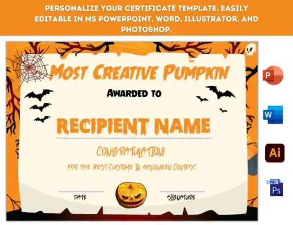 Most Creative Pumpkin Certificate