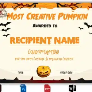 Most Creative Pumpkin Certificate