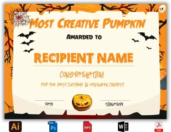 Most Creative Pumpkin Certificate