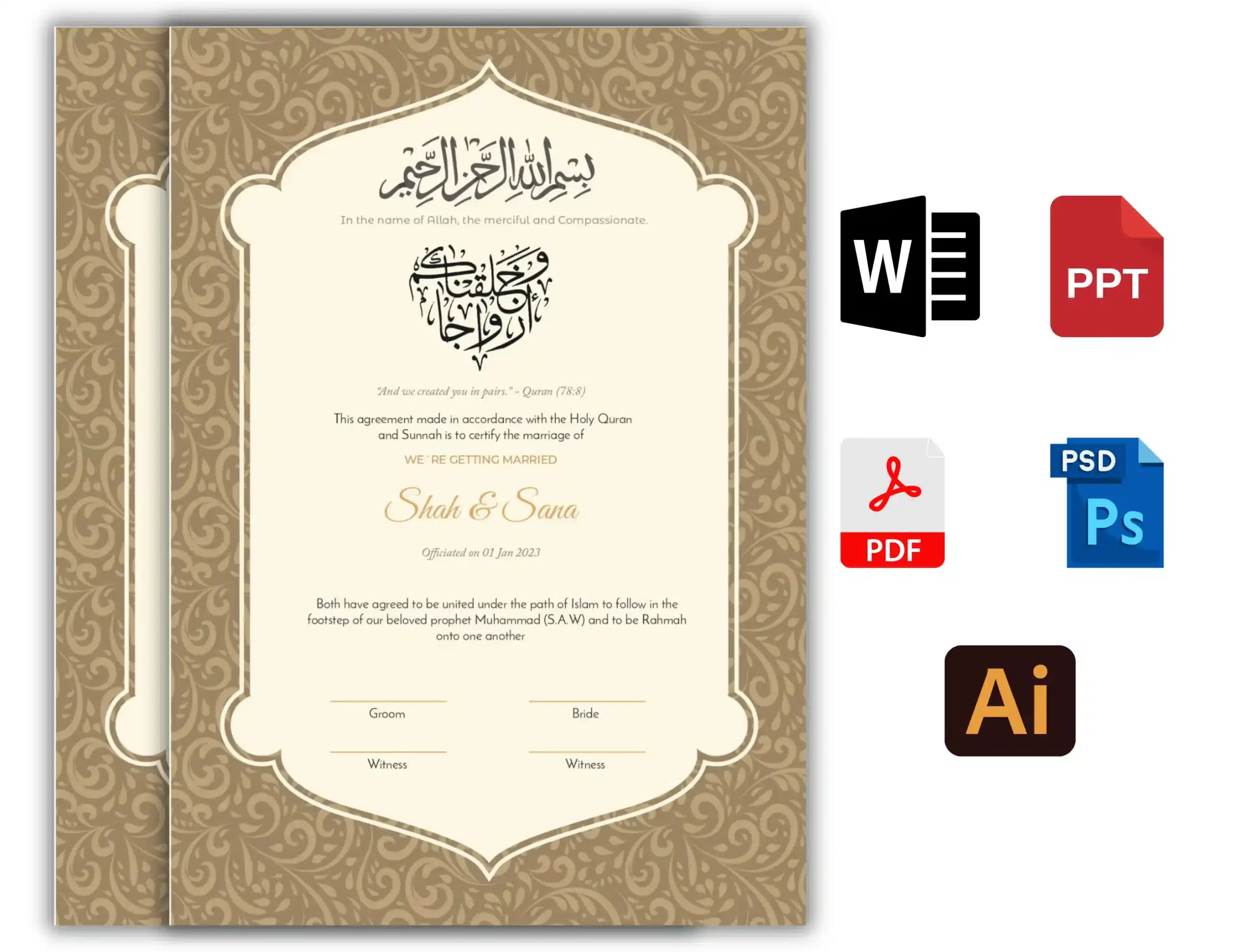 Nikah Certificate Sample