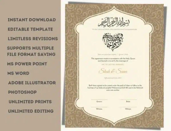 Nikah Certificate Sample