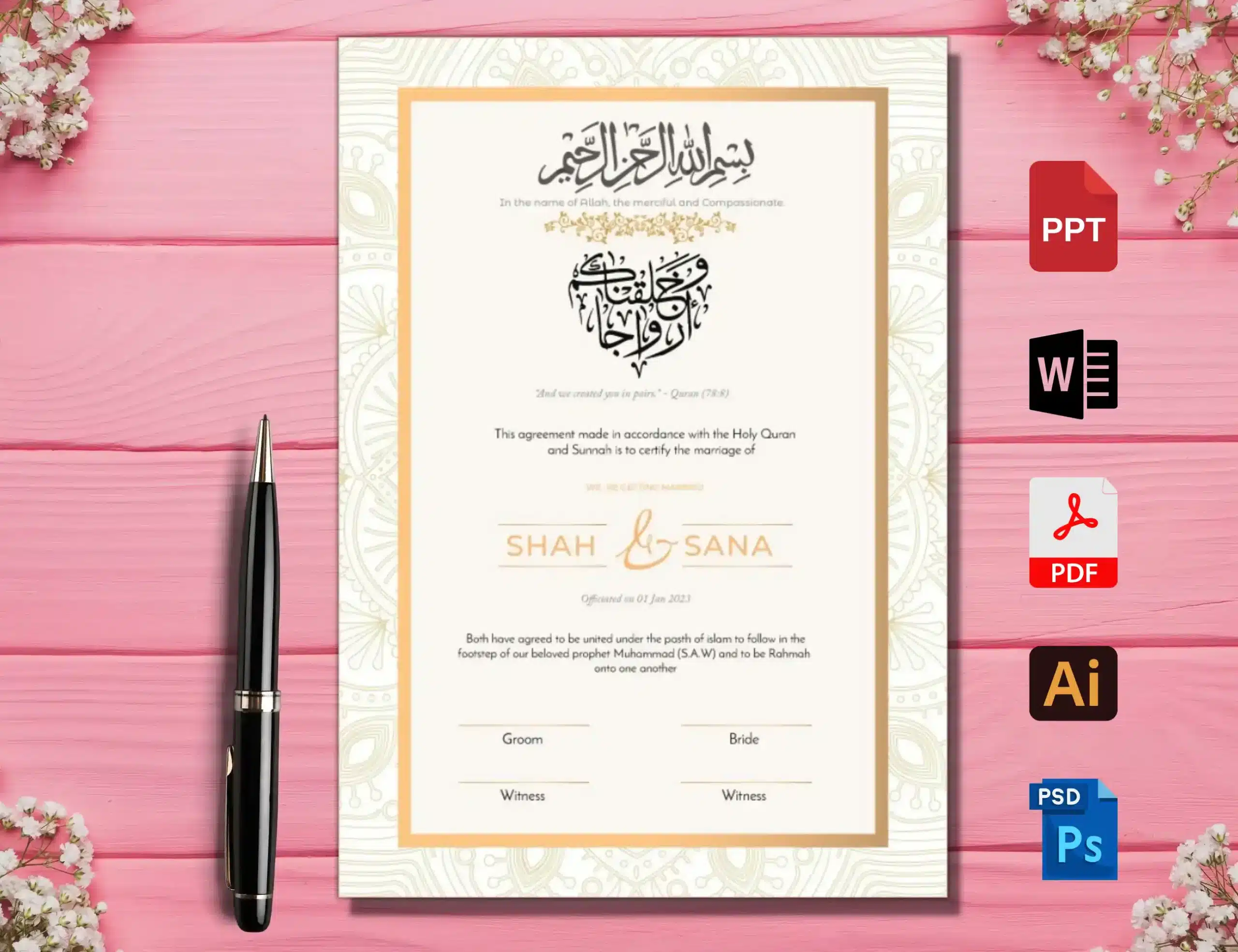 Nikah Certificate Template