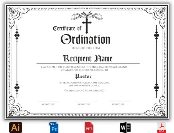 Pastor Ordination Certificate