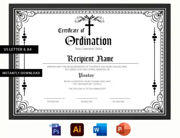 Pastor Ordination Certificate