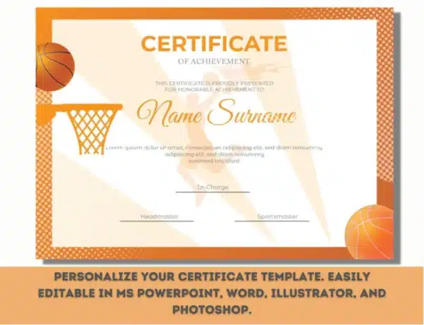 Printable Basketball Certificate