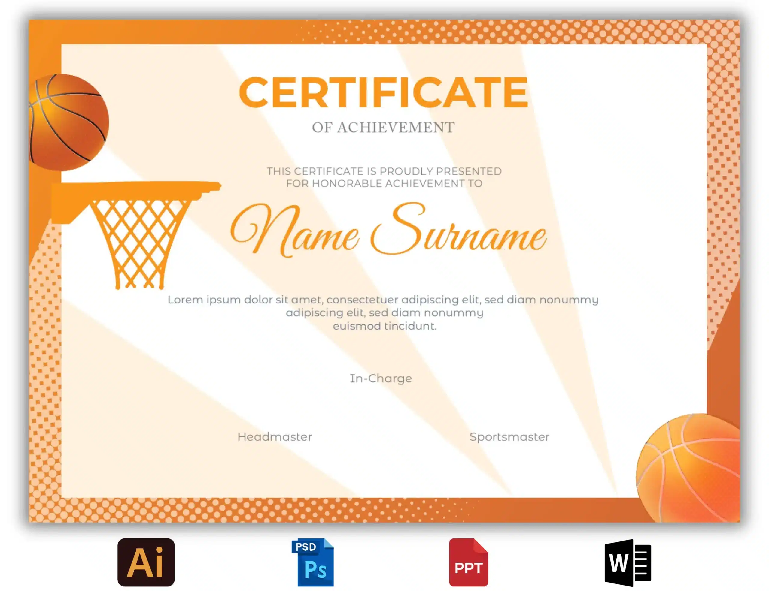 Printable Basketball Certificate