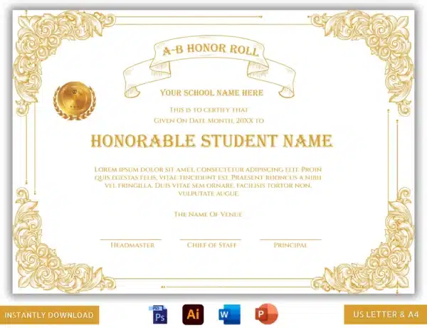 AB Honor Roll Certificate