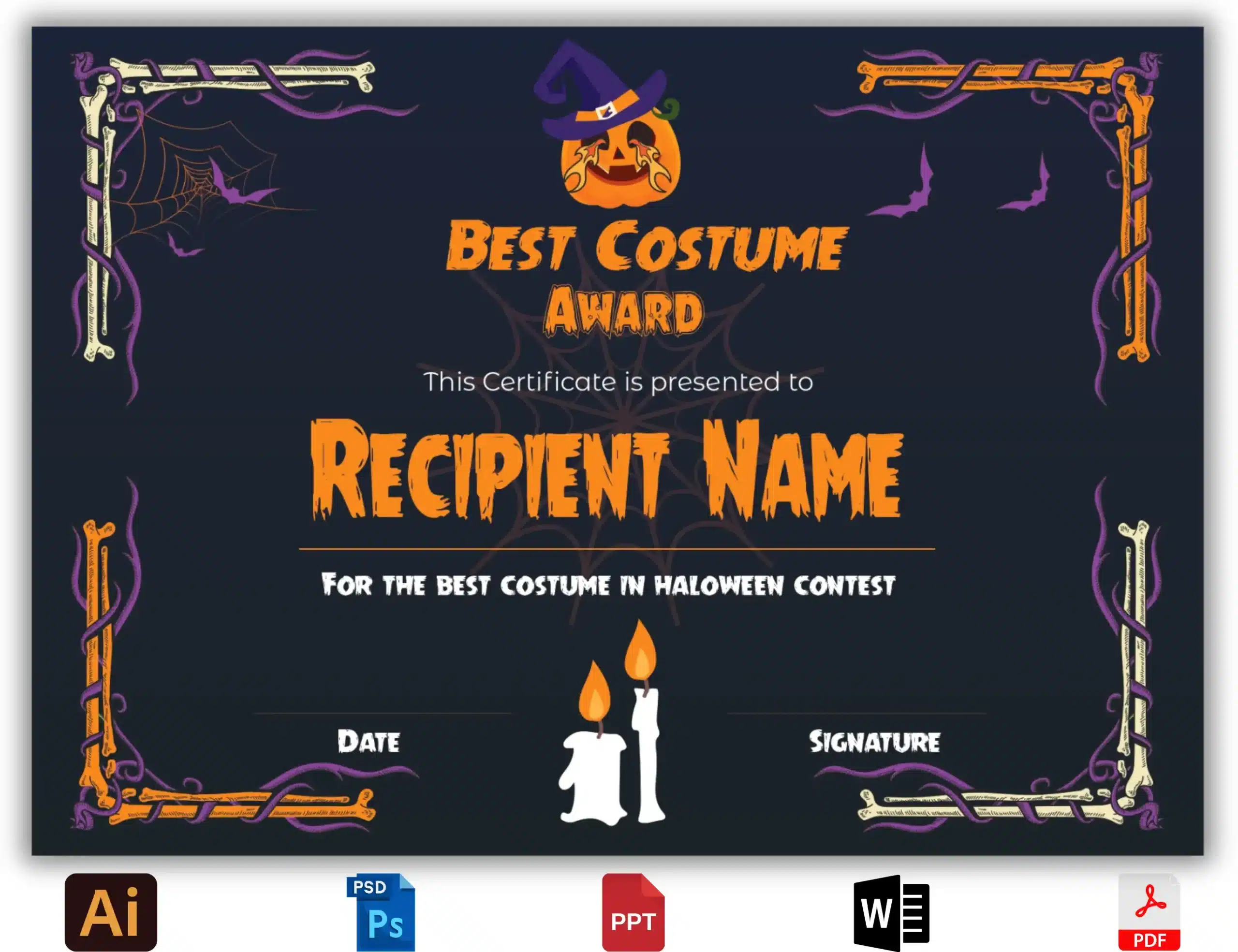 Best Costume Certificate Halloween