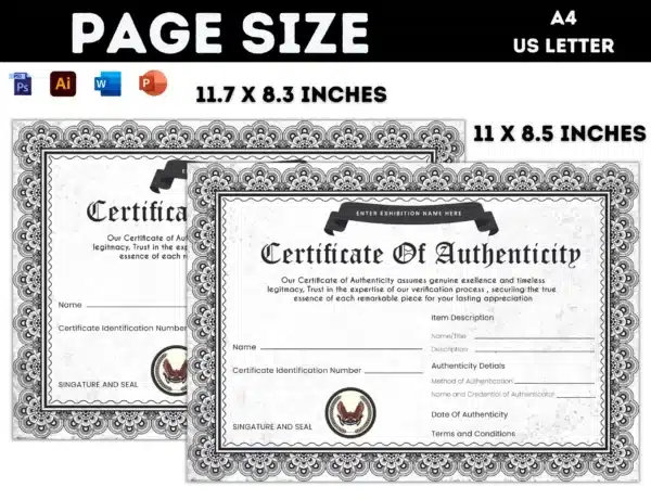 certificate of authenticity template