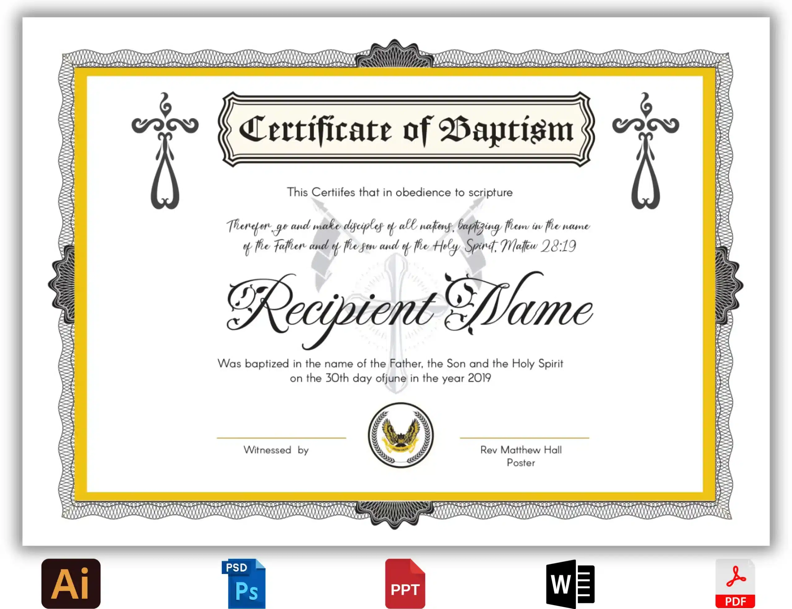 Certificate of Baptism Printable