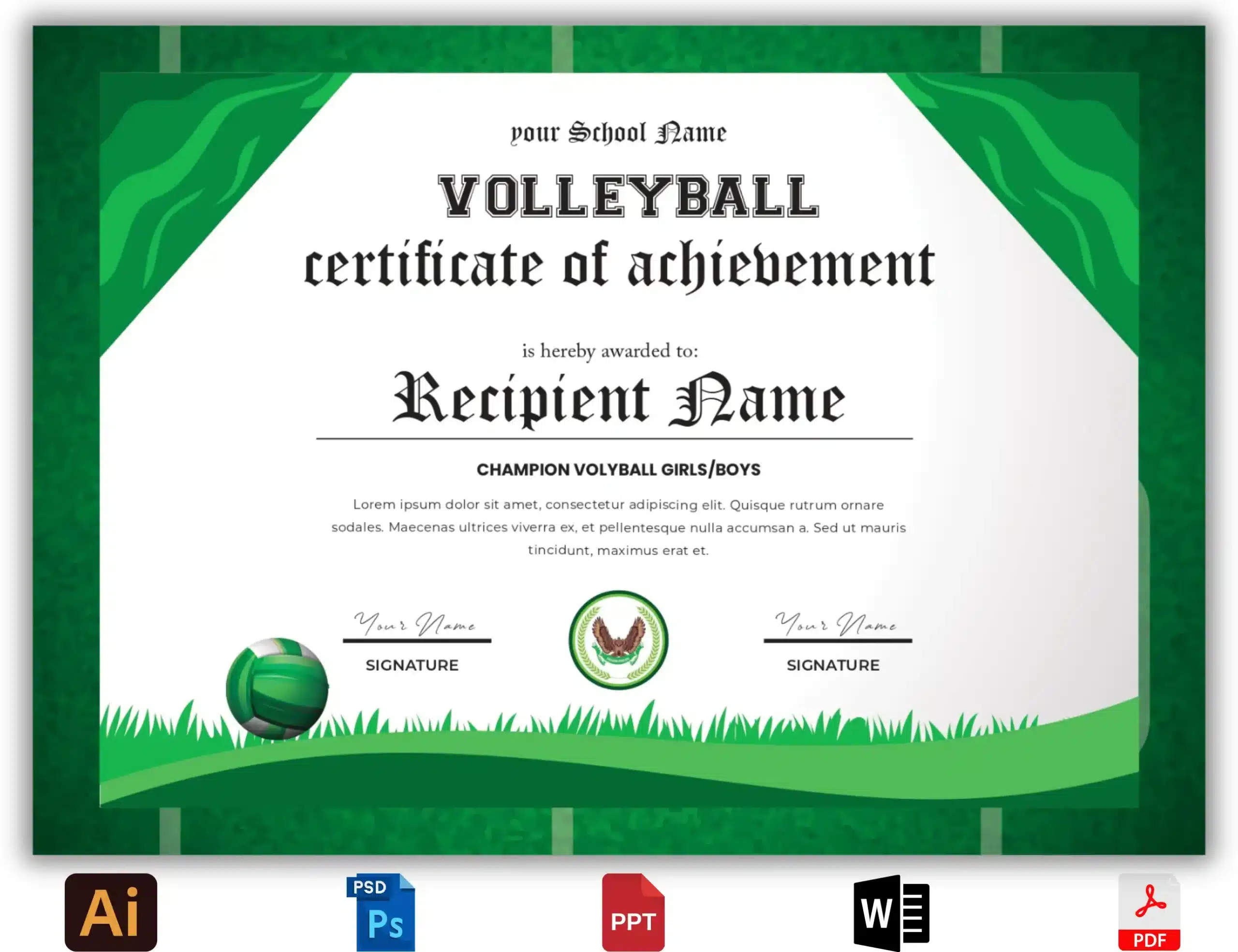 volleyball awards certificates