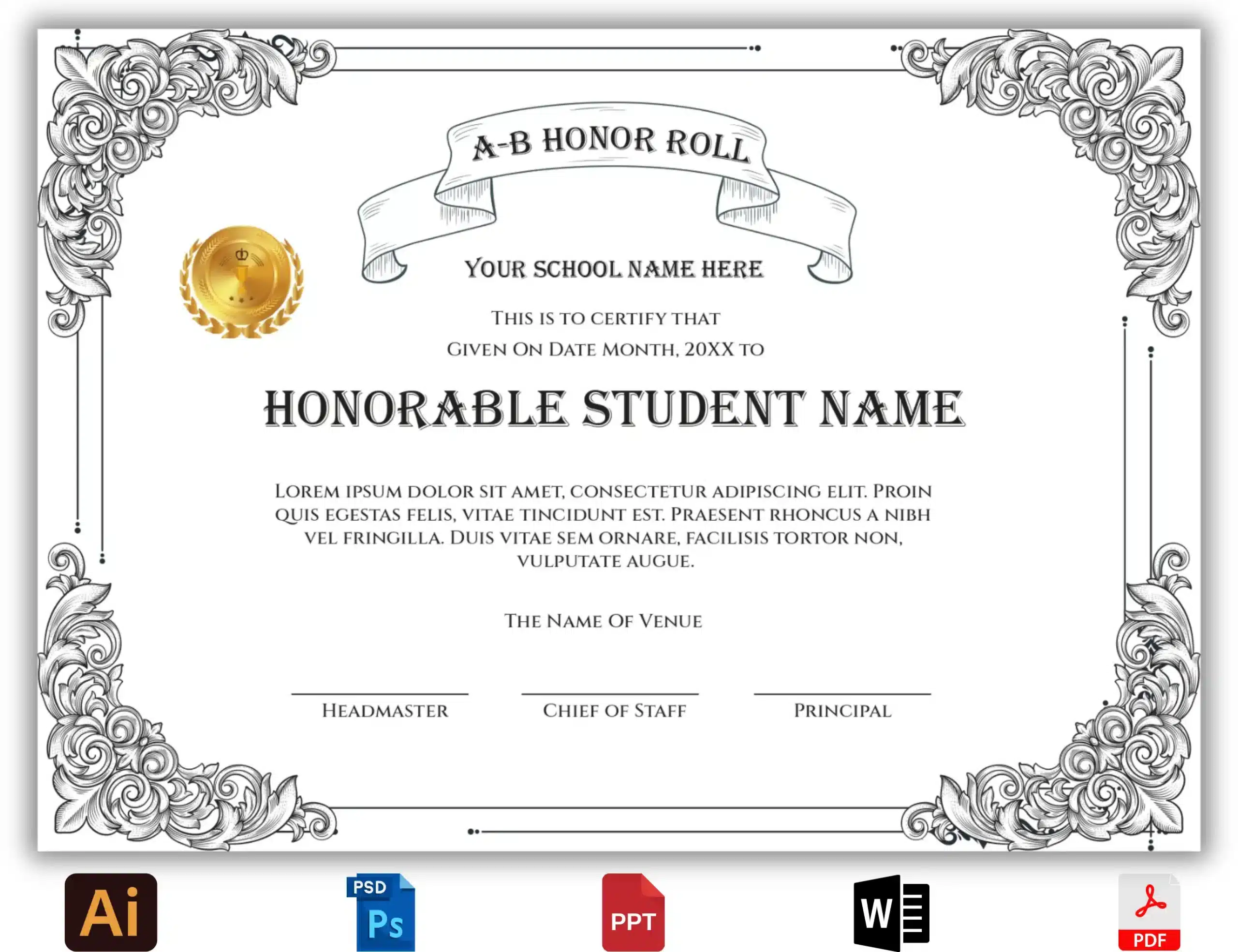 honor roll certificate