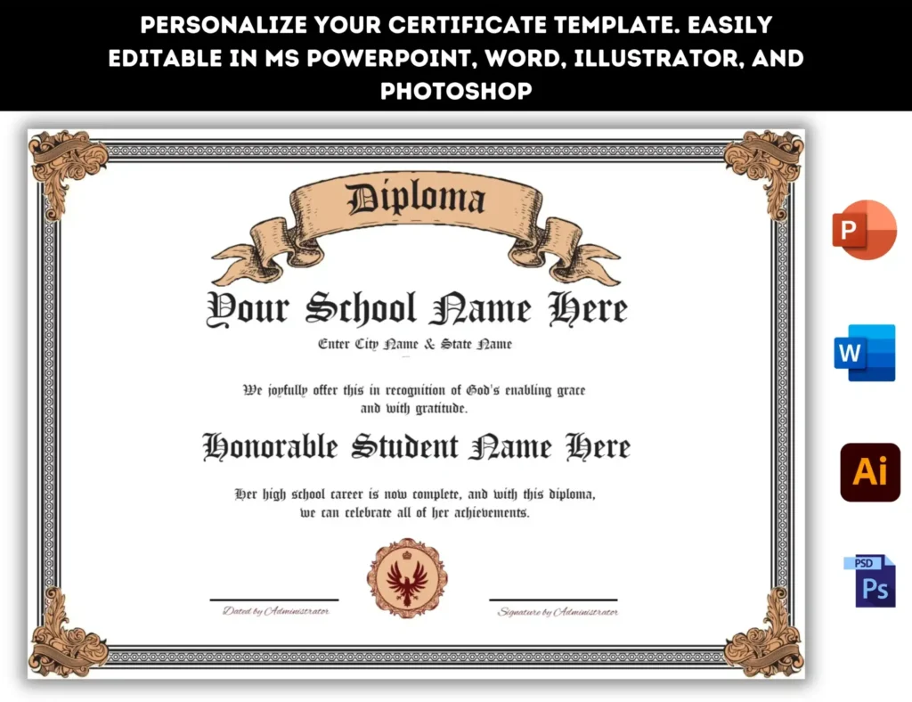 High School Diploma Printable Templates